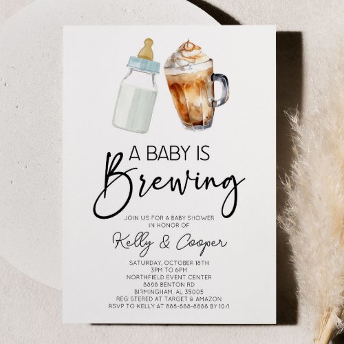 A Baby Is Brewing Bottle Coffee Baby Shower Invitation
