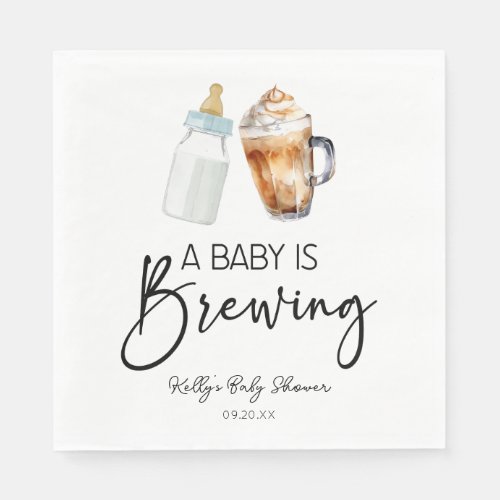 A Baby Is Brewing Bottle Coffee Glass Baby Shower Napkins