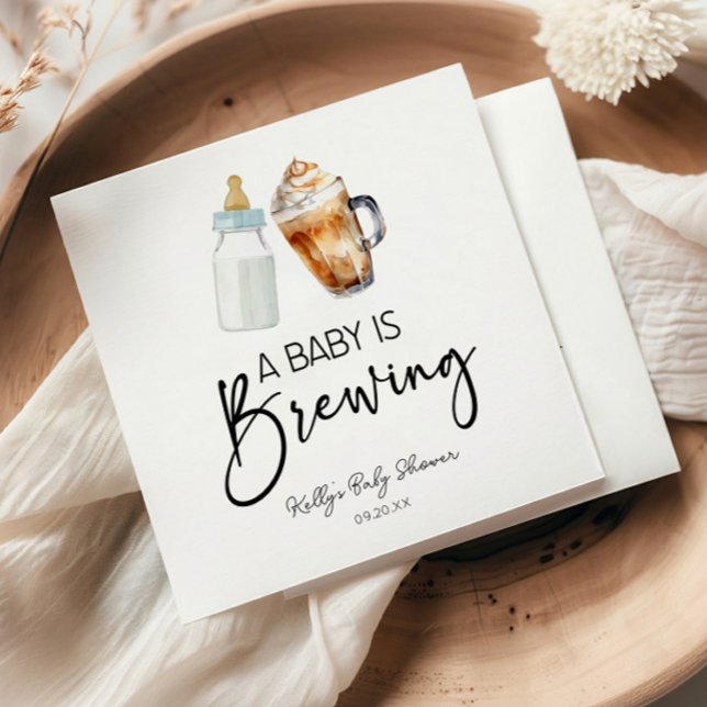 A Baby Is Brewing Bottle Coffee Glass Baby Shower Napkins (Creator Uploaded)