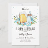 A Baby is Brewing Boy Blue Cheers Coed Baby Shower Invitation (Front)