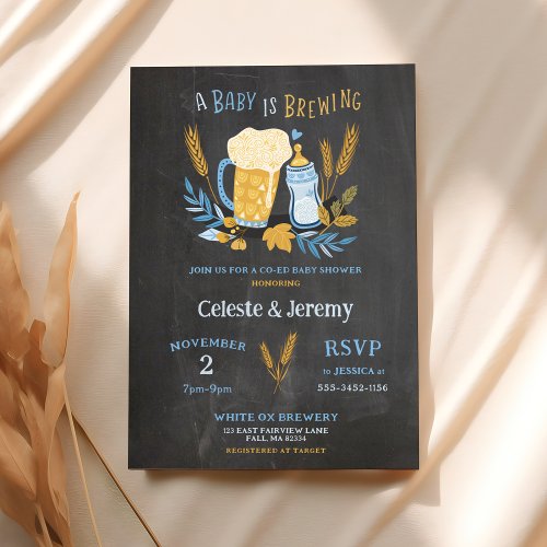 A Baby is Brewing Boys coed Baby shower Invitation