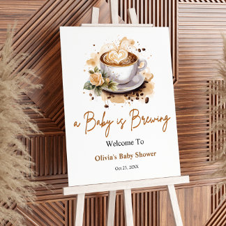 A Baby is Brewing Brown Baby Shower Welcome Foam Board