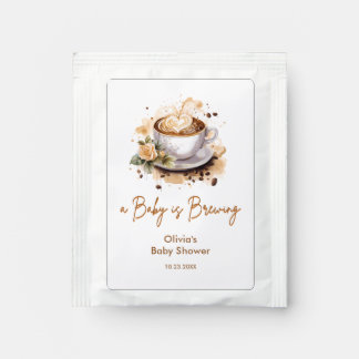 A Baby is Brewing Brown Coffee Baby Shower Tea Bag Drink Mix