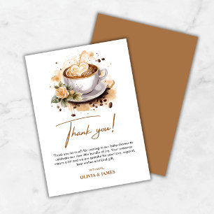 A Baby is Brewing Brown Coffee Baby Shower  Thank You Card