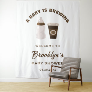 A Baby Is Brewing Brown White Baby Shower Backdrop