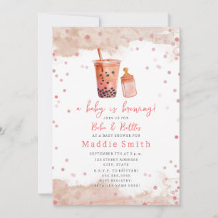 A Baby Is Brewing Bubble Tea Boba Girl Baby Shower Invitation