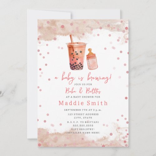 A Baby Is Brewing Bubble Tea Boba Girl Baby Shower Invitation