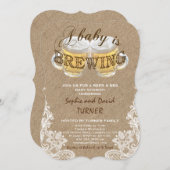 A Baby is BREWING Burlap Lace Baby Shower Invitation (Front/Back)