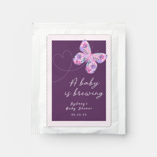 A Baby is Brewing _ Butterfly Baby Shower Favor  Tea Bag Drink Mix