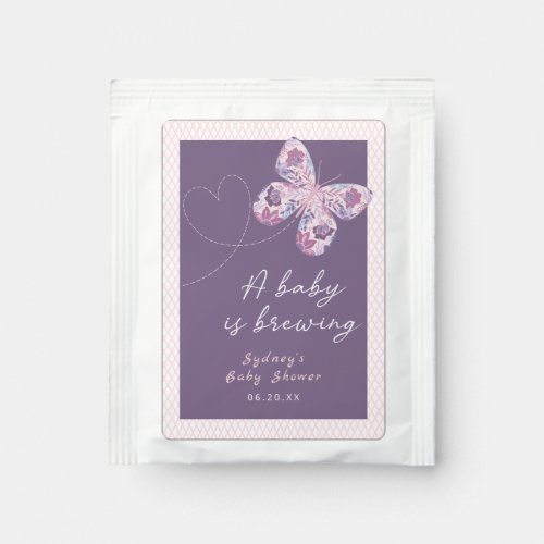 A Baby is Brewing _ Butterfly Baby Shower Favor  Tea Bag Drink Mix