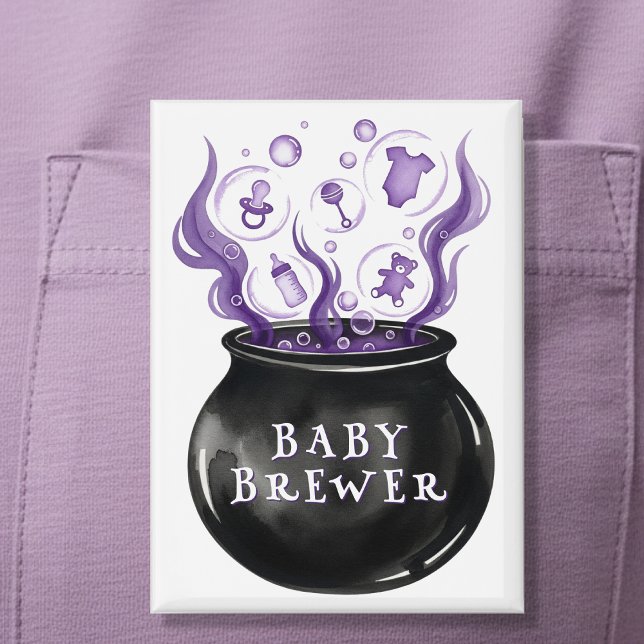 A Baby is Brewing Cauldron Halloween Baby Shower Button (A Baby is Brewing Cauldron Halloween Baby Shower Button
)