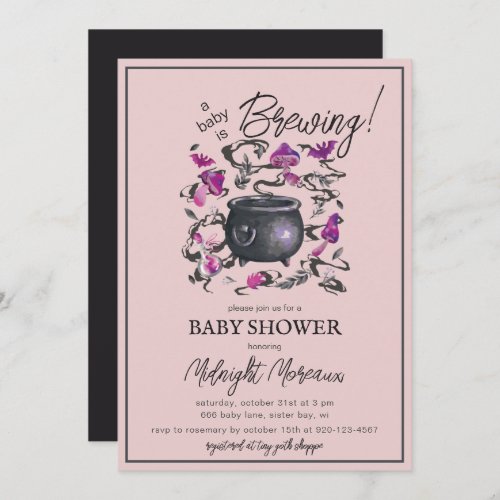 A Baby Is Brewing Cauldron Halloween Baby Shower I Invitation