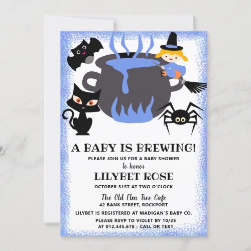 A Baby is Brewing Cauldron Halloween Baby Shower Invitation