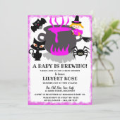 A Baby is Brewing Cauldron Halloween Baby Shower Invitation (Standing Front)