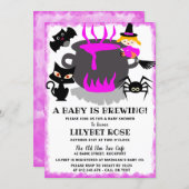 A Baby is Brewing Cauldron Halloween Baby Shower Invitation (Front/Back)