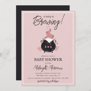 A Baby Is Brewing Cauldron Halloween Baby Shower Invitation