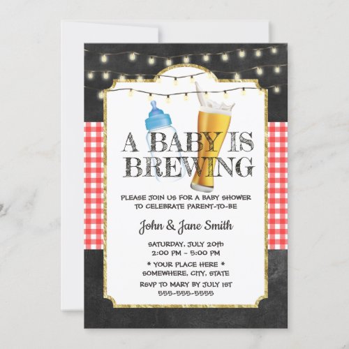 A Baby is Brewing Chalkboard Beer Baby Shower Invitation