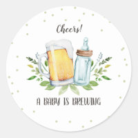 A Baby is Brewing Cheers Baby Shower Bottles Classic Round Sticker