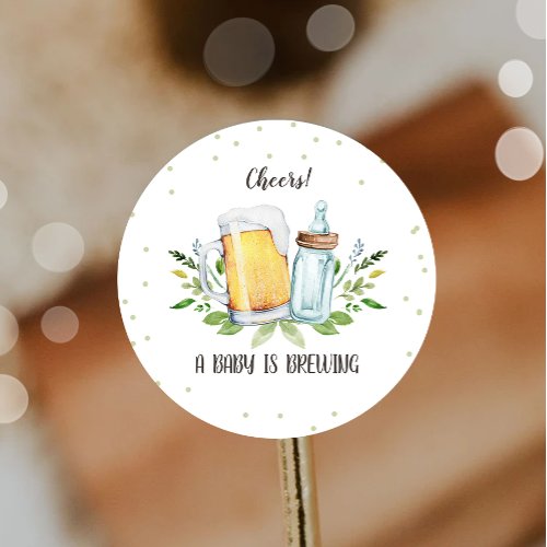 A Baby is Brewing Cheers Baby Shower Bottles Classic Round Sticker