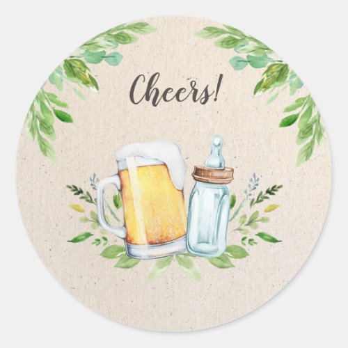 A Baby is Brewing Cheers Baby Shower Bottles Classic Round Sticker