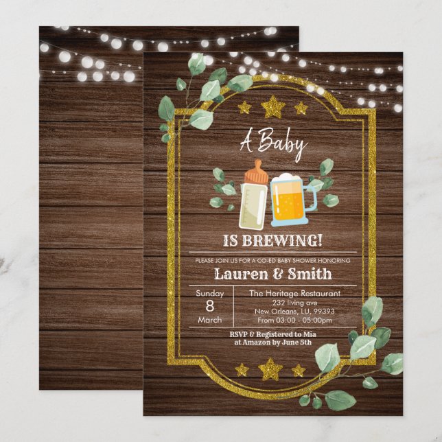 A Baby Is Brewing Co-Ed Baby Shower Invitation (Front/Back)
