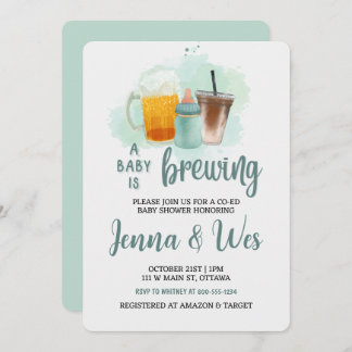 A Baby Is Brewing Co-Ed Baby Shower Invitation