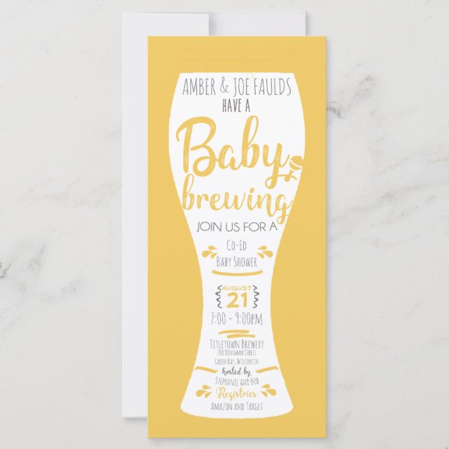 A Baby is Brewing Co-Ed Brewery Baby Shower Invite (Front)