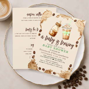 A Baby is Brewing Coffee Baby Shower All in On Invitation