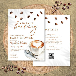 A Baby Is Brewing Coffee Baby Shower All In One Invitation