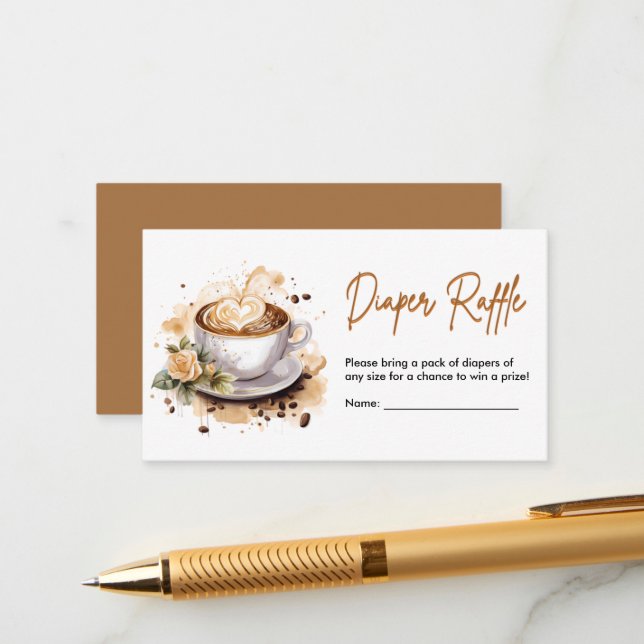 A Baby is Brewing Coffee Baby Shower Diaper Raffle Enclosure Card (Front/Back In Situ)