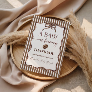 A Baby Is Brewing Coffee Baby Shower Favor Thank You Card