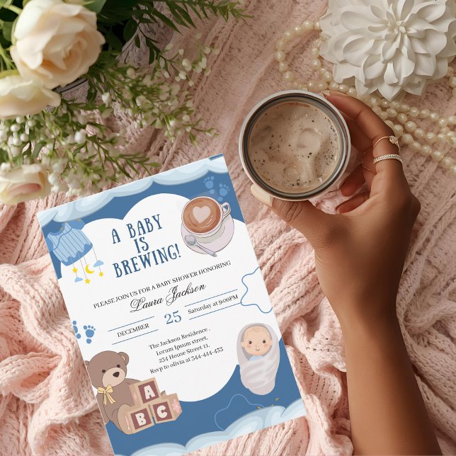 A Baby Is Brewing Coffee Baby Shower  Invitation (Creator Uploaded)