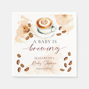 A Baby Is Brewing Coffee Baby Shower Latte Custom Napkins