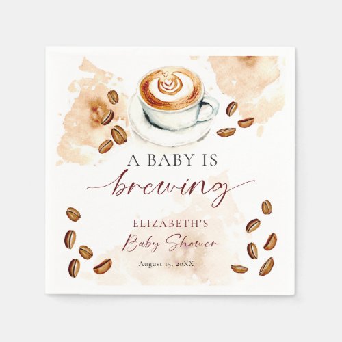 A Baby Is Brewing Coffee Baby Shower Latte Custom Napkins