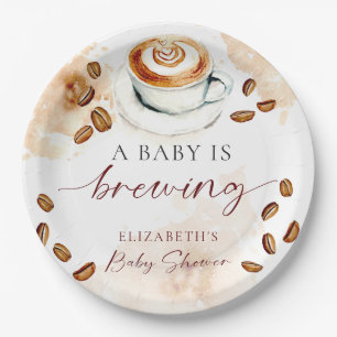 A Baby Is Brewing Coffee Baby Shower Latte Custom Paper Plates