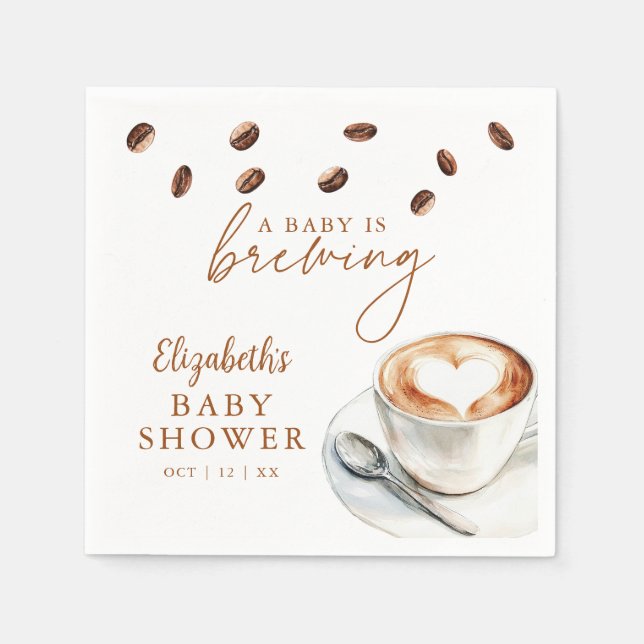 A Baby Is Brewing Coffee Baby Shower Napkins (Front)