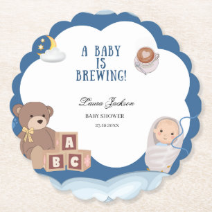 A Baby Is Brewing Coffee Baby Shower Paper Coaster