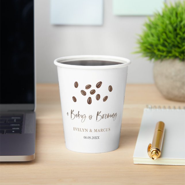 A Baby Is Brewing Coffee Baby Shower Paper Cups (Insitu)