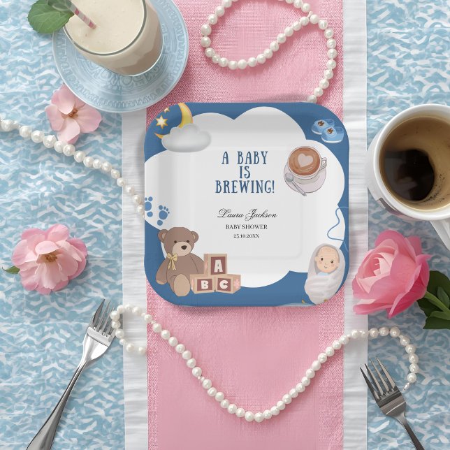 A Baby Is Brewing Coffee Baby Shower  Paper Plates (Creator Uploaded)