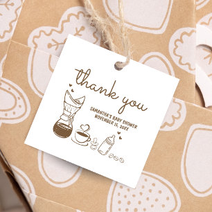 A Baby is Brewing Coffee Baby Shower Square Favor Tags