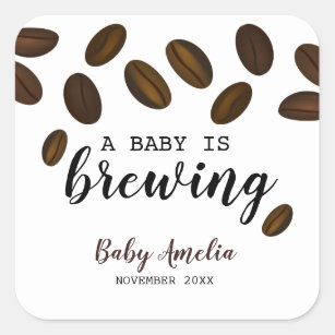 A Baby Is Brewing Coffee Baby Shower Square Sticker