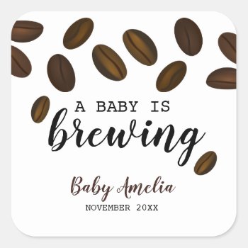 A Baby Is Brewing Coffee Baby Shower Square Sticker by semas87 at Zazzle
