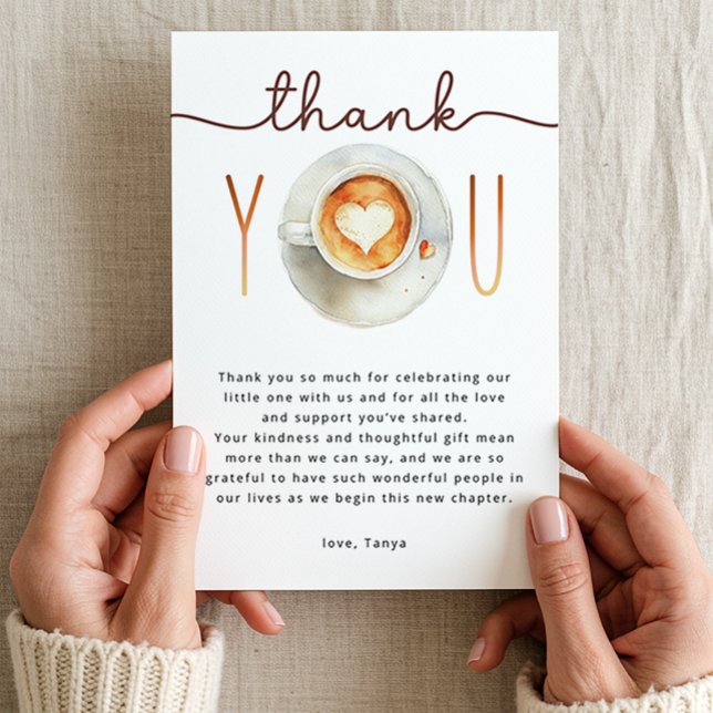 A Baby Is Brewing Coffee Baby Shower  Thank You Card (Thank you card)
