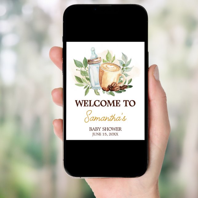 A Baby is Brewing Coffee Baby Shower Welcome Poster (Front Digital)
