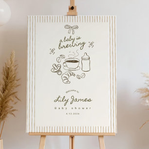 A Baby is Brewing Coffee Baby Shower Welcome Sign 