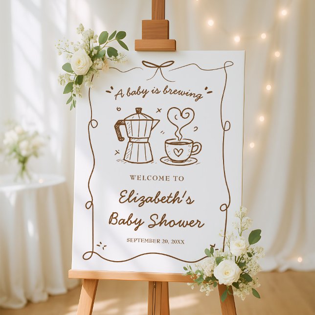 A Baby Is Brewing Coffee Baby Shower Welcome Sign (Creator Uploaded)