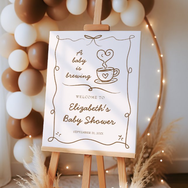 A Baby Is Brewing Coffee Baby Shower Welcome Sign (Creator Uploaded)