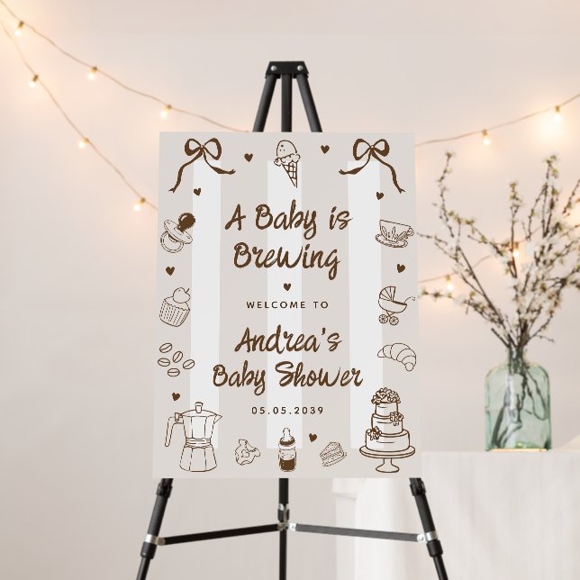 A Baby is Brewing Coffee Baby Shower Welcome Sign (In Situ (Stand))