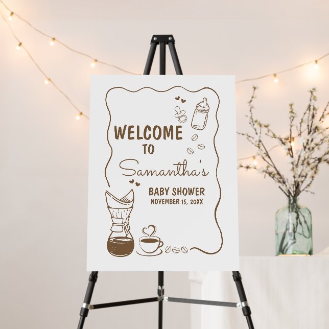 A Baby is Brewing Coffee Baby Shower Welcome Sign (In Situ (Stand))