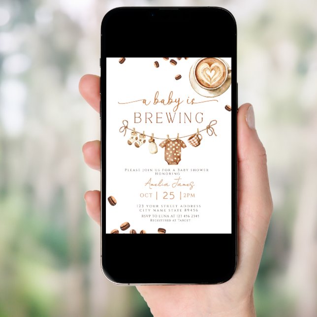A Baby is Brewing Coffee Bean Baby Shower Invitation (Front Digital)